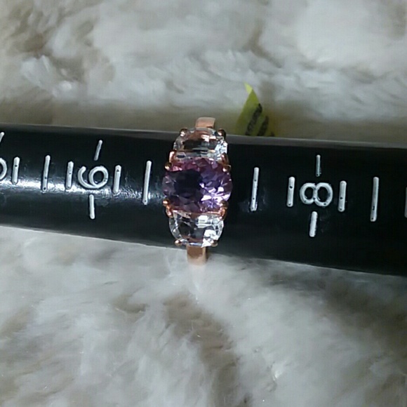 Amnethist Rose Gold Sterling Silver Ring - Picture 3 of 6